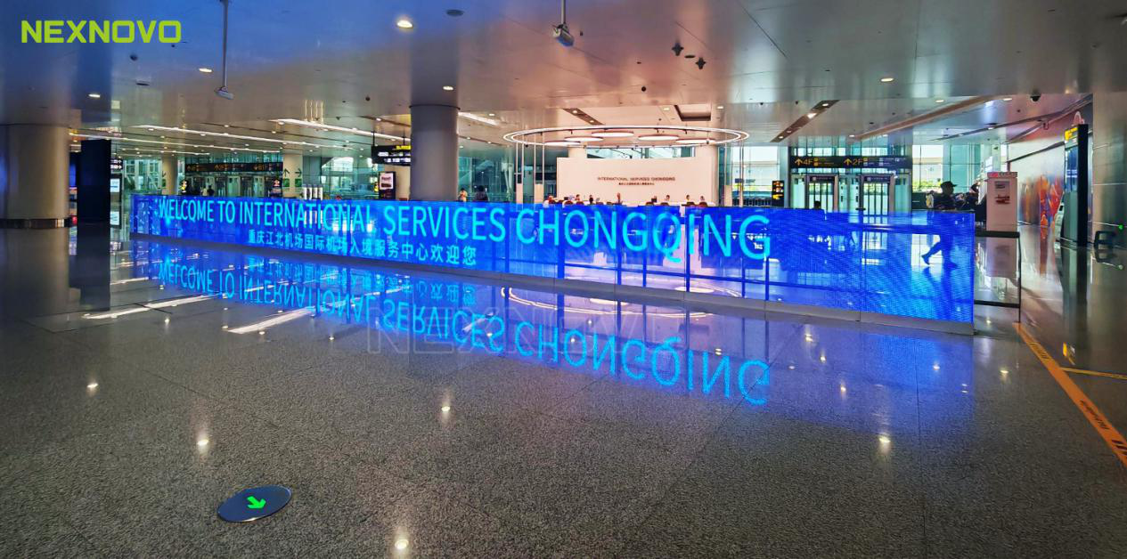 Tech Revolution at Airport Immigration: Redefining Balustrades with NEXNOVO Transparent Glass LED Sc