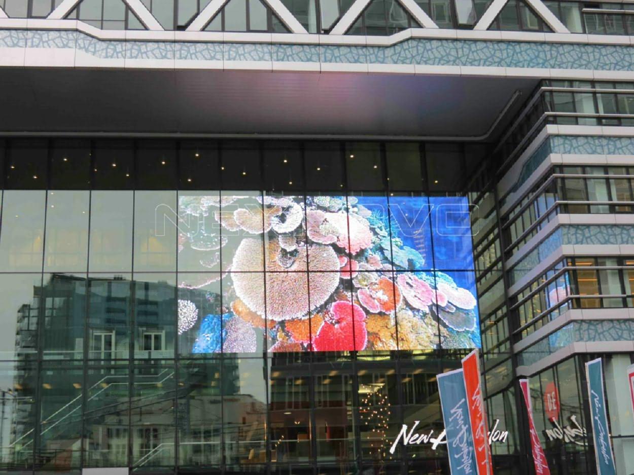 Netherlands Den Haag glass facade media transparent LED screen