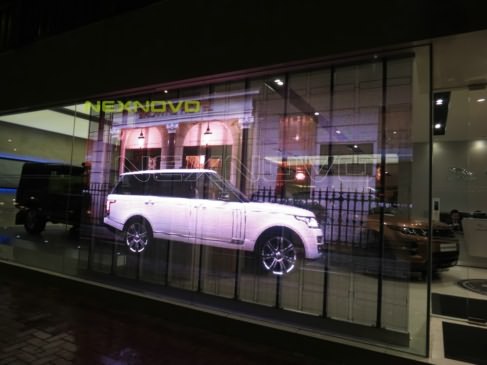 Hong Kong Causeway Bay Land Rover 4S store transparent LED display