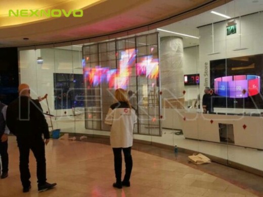 Israel Poalim Digital Bank glass transparent LED display