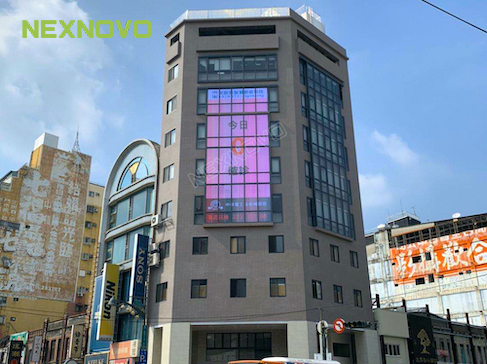 Transparent LED media for ANIMATE office building in Taiwan