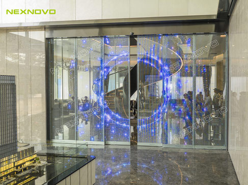 Perfect combination - The gate of technology center with high-tech transparent LED sliding door