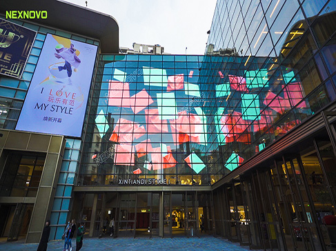 NEXNOVO XRL series transparent LED screen shines in Shanghai XINTIANDI